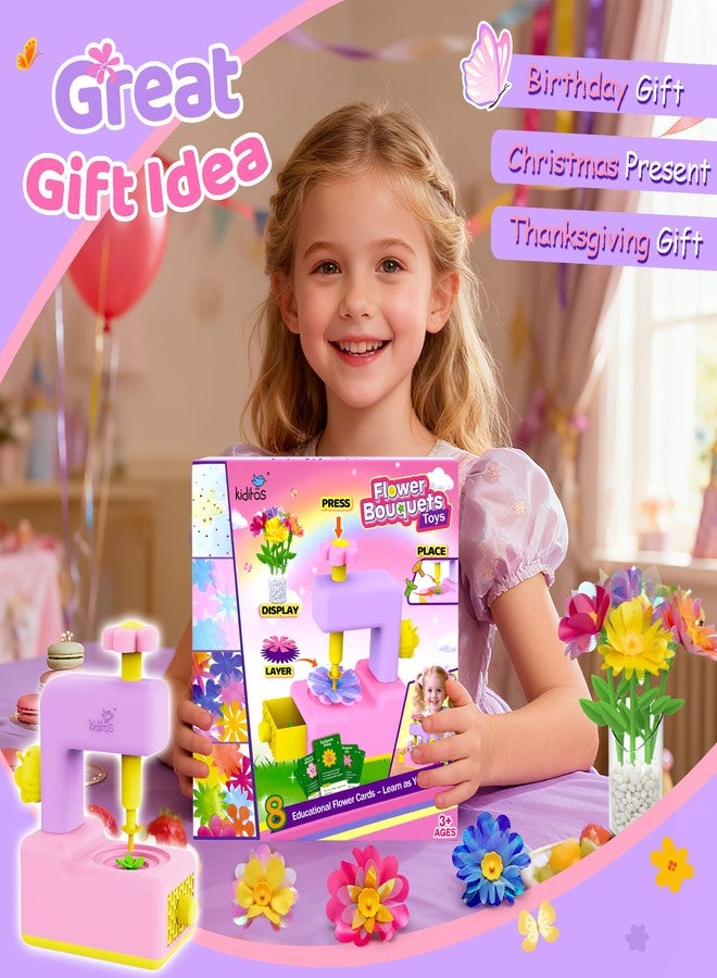 كيديتوس مجموعة ألعاب باقات الزهور القماشية من كيديتوس، ألعاب يدوية للأطفال - لعبة صنع الزهور، اصنعي باقة زهورك بنفسك، هدية عيد ميلاد فنية وحرفية للفتيات الصغيرات من عمر 3 سنوات فما فوق، نشاط تعليمي - Image 2